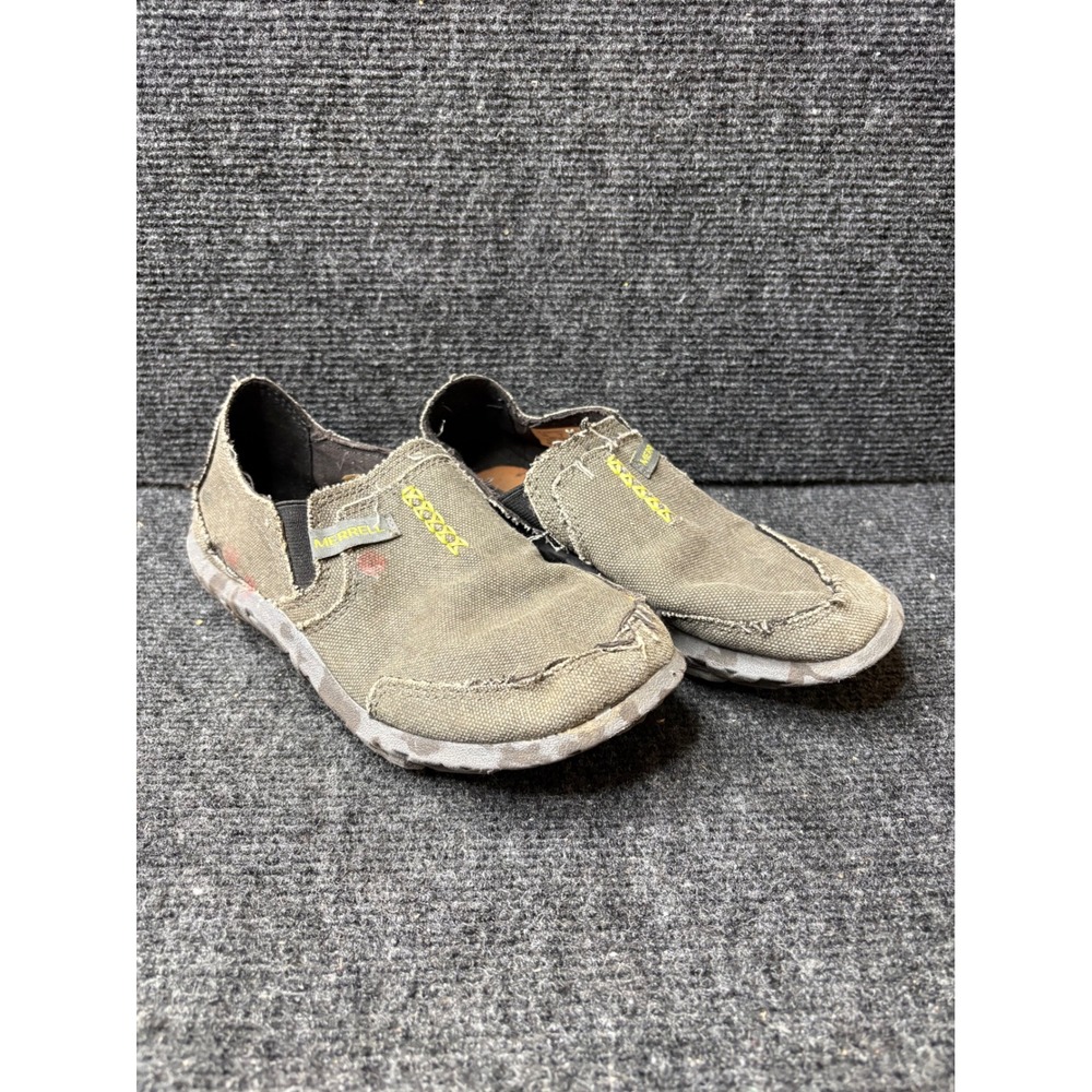 Merrell ML-B Slipper Olive Green Distressed Textile Slip On Shoes MY56503 Size 3